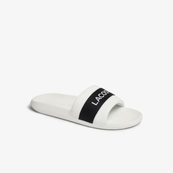 Lacoste Croco Slides Textile Logo Pánské - Pantofle Bílé / Tmavě Blankyt | CZ-CgzjWI